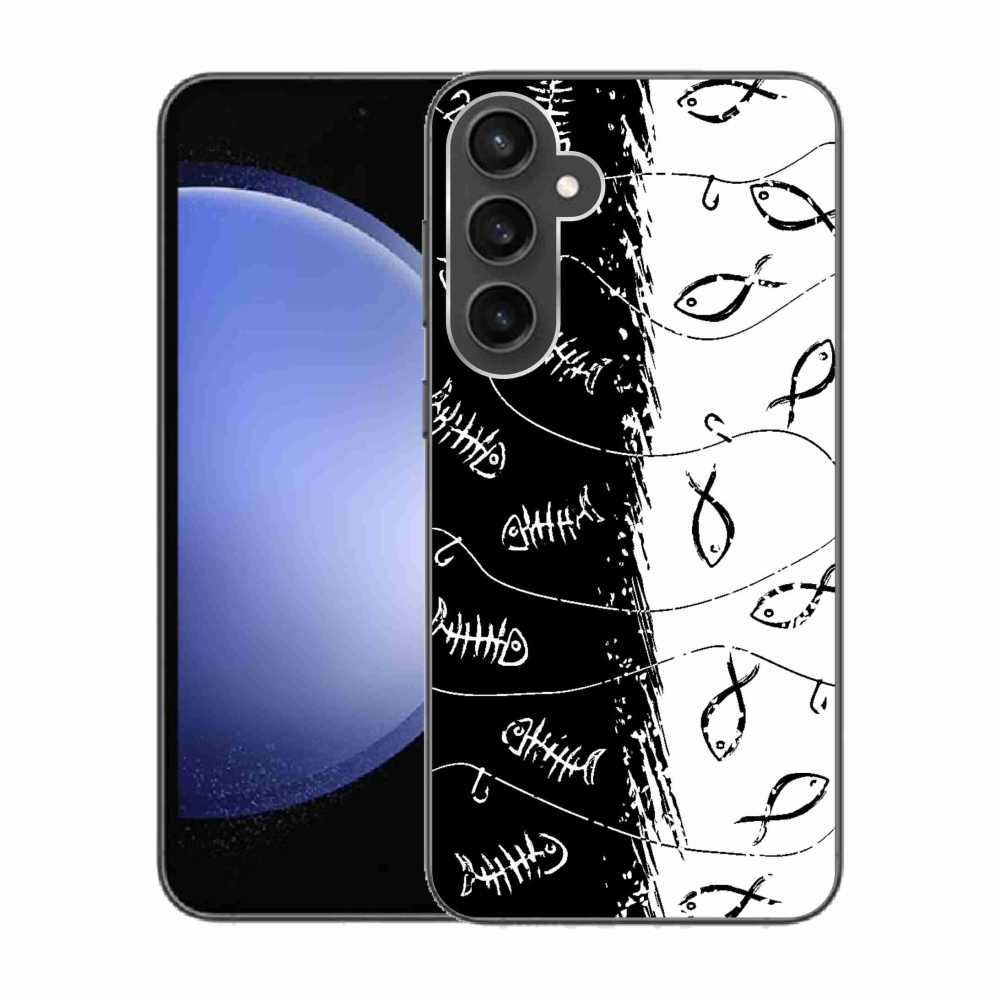 Zselés borítás mmCase Samsung Galaxy S23 FE - csontvázak és halak számára