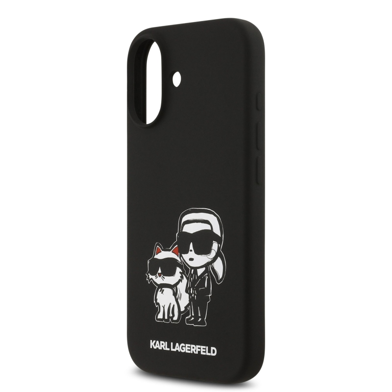 Karl Lagerfeld folyékony szilikon K&CH Sketch MagSafe hátlap iPhone 17-hez Fekete