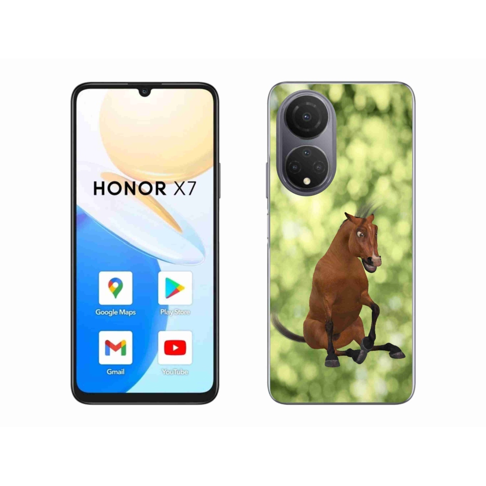 Zselés borítás mmCase a Honor X7-hez - barna rajzfilm ló 1