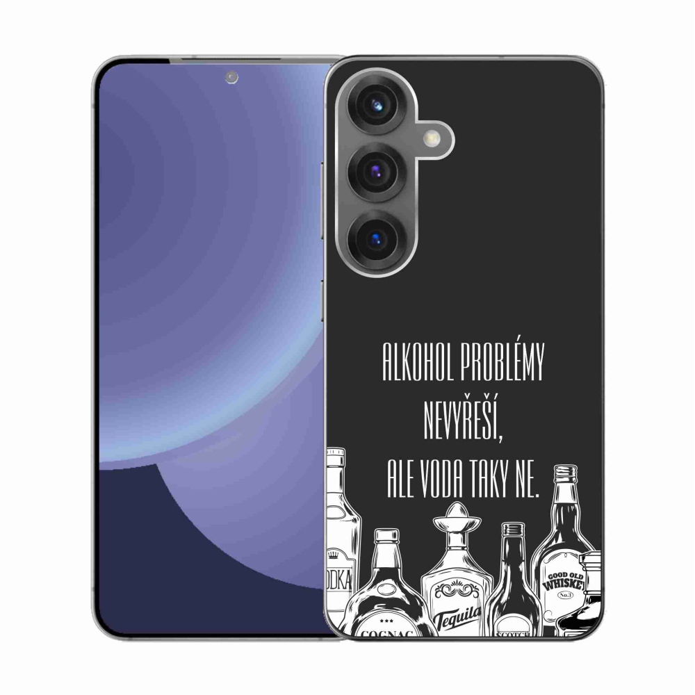 Gél borító mmCase Samsung Galaxy S25 készülékhez - vicces szöveg fekete háttérrel