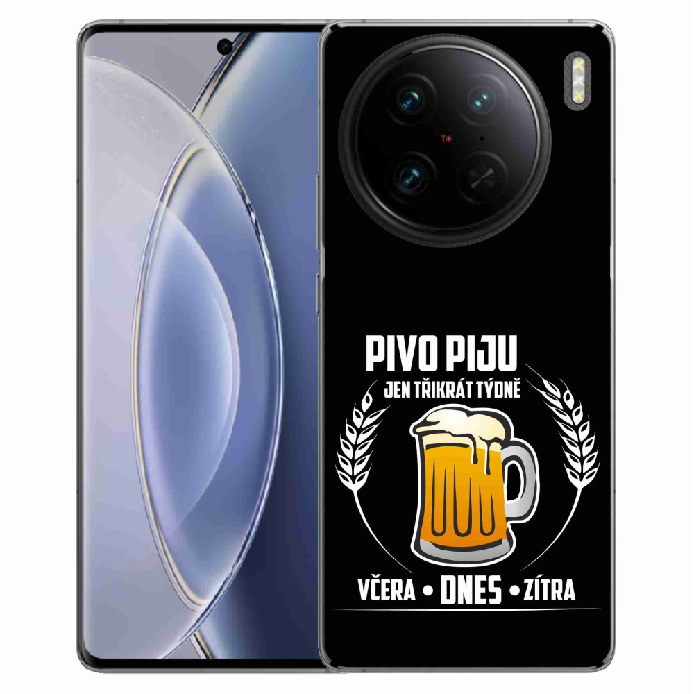 Gél borító mmCase a Vivo X90 Pro készülékhez - sör motívum fekete háttérrel