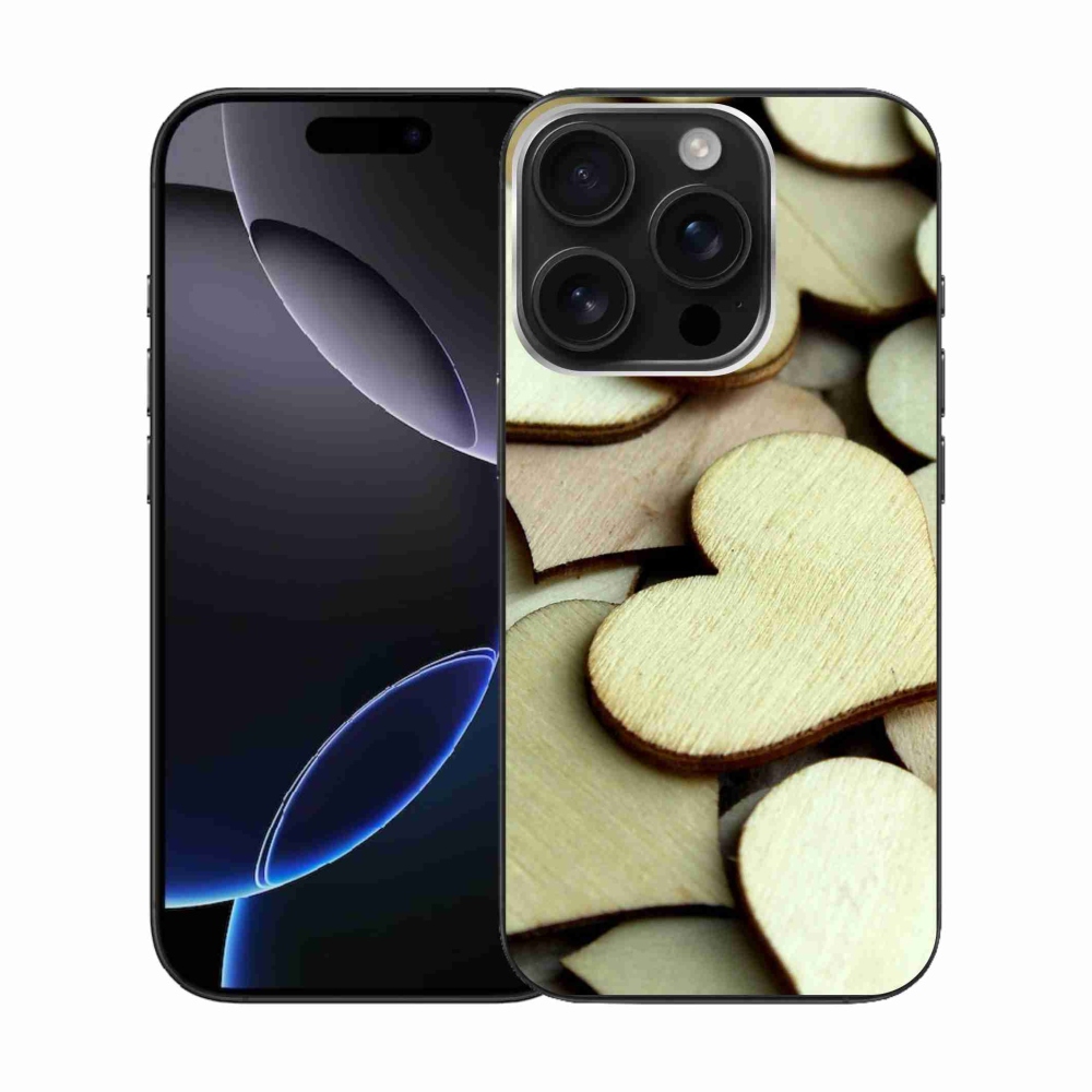Zselés borítás mmCase iPhone 16 Pro készülékhez - fából készült szívek