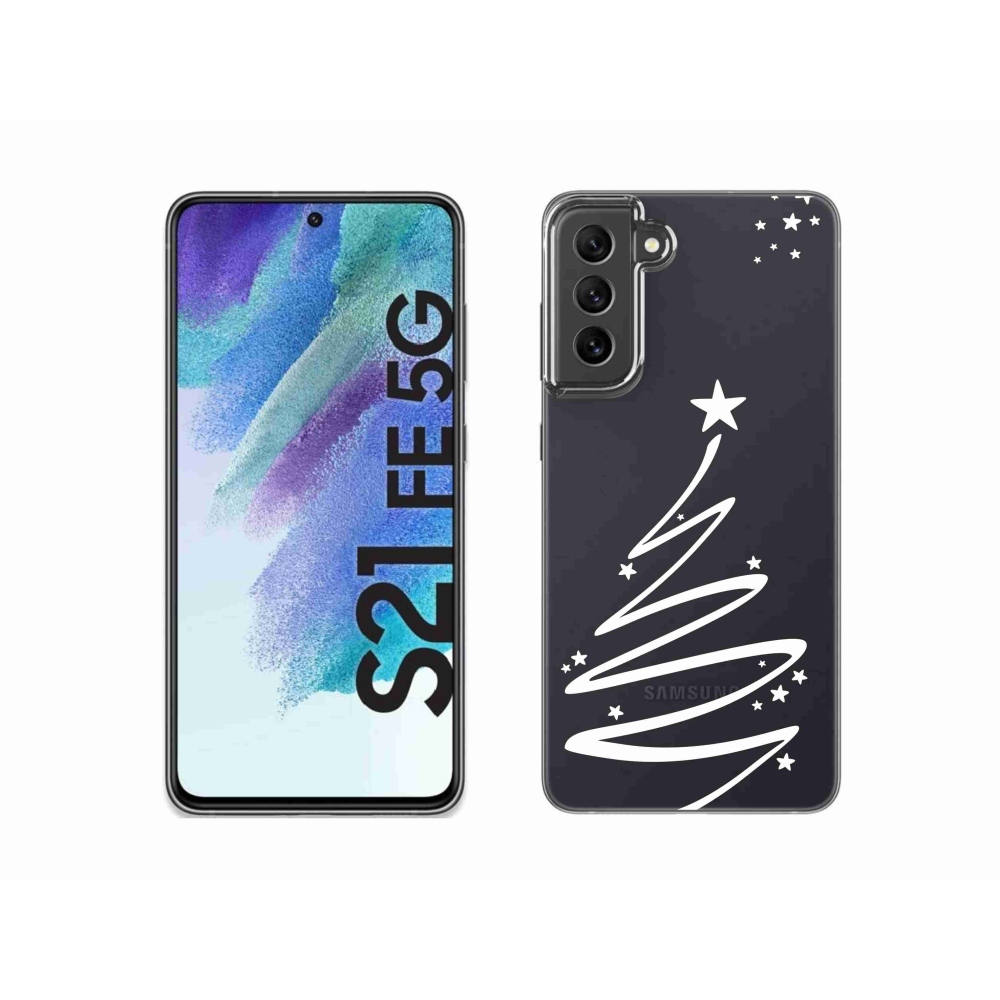 Zselés borítás mmCase Samsung Galaxy S21 FE 5G - fehér fa átlátszó háttéren