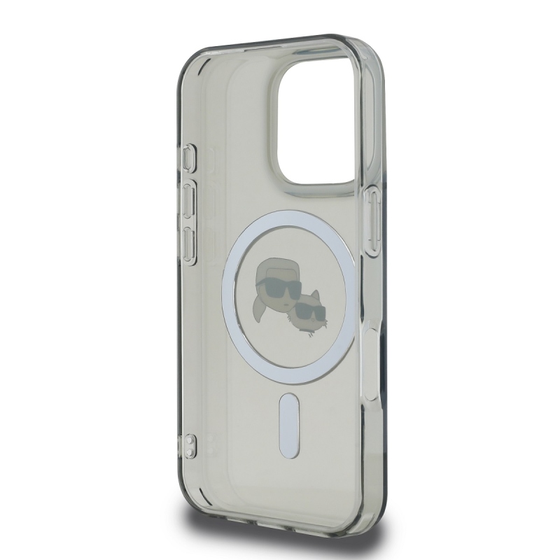 Karl Lagerfeld IML K&CH Heads fémkeret MagSafe hátlap iPhone 16 Pro Max-hoz Fekete