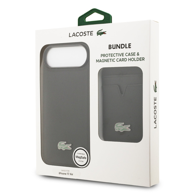 Lacoste Iconic Petit Pique MagSafe MagSafe hátlap + pénztárca iPhone Air készülékhez Fekete