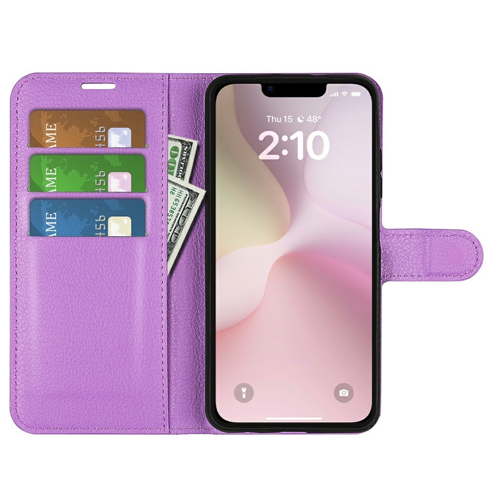 Litchi könyvtáska iPhone 16e készülékhez - lila