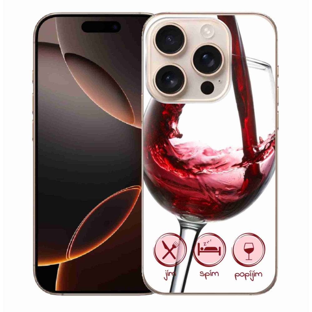 Gél tok mmCase iPhone 16 Pro Max készülékhez - borospohár piros