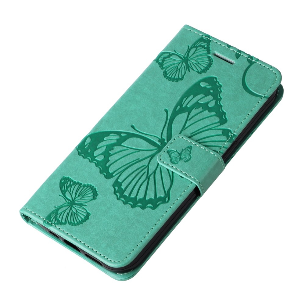 Nagy pillangó könyv tok a Xiaomi Redmi Note 14 5G-hez - teal színű
