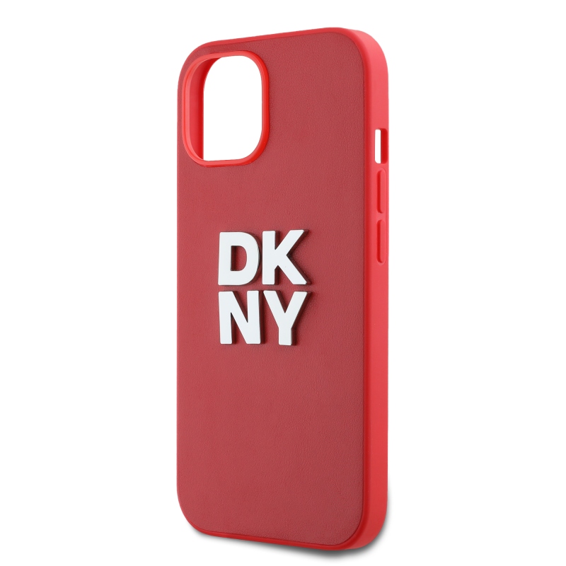 DKNY PU bőr Stack Logo csuklópánt hátlapi borító iPhone 13-hoz Piros
