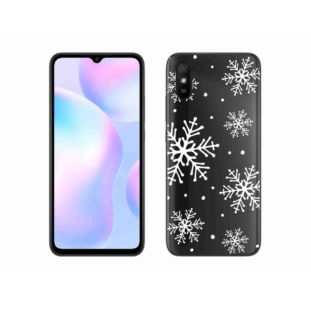 Gél borítás mmCase a Xiaomi Redmi 9A számára - fehér pelyhek átlátszó háttéren