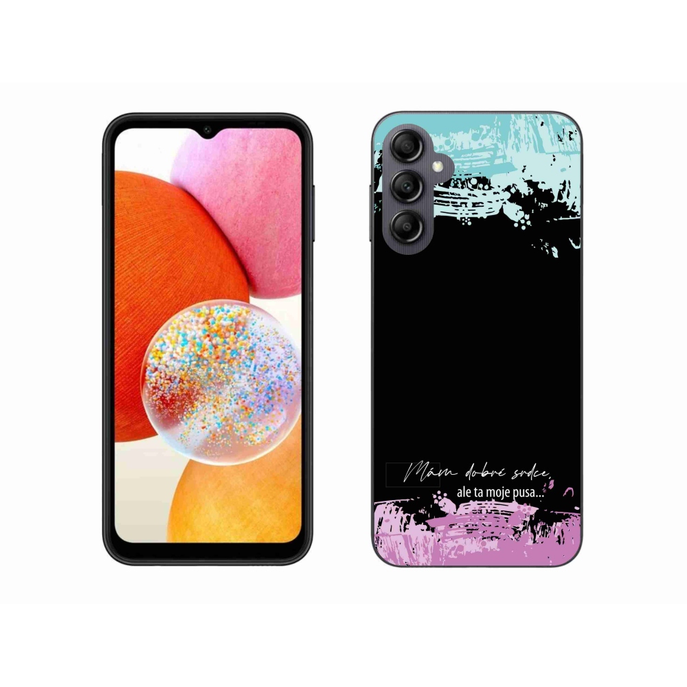 Gél borító mmCase Samsung Galaxy A14 4G/5G - vicces szöveg 3 fekete háttérrel