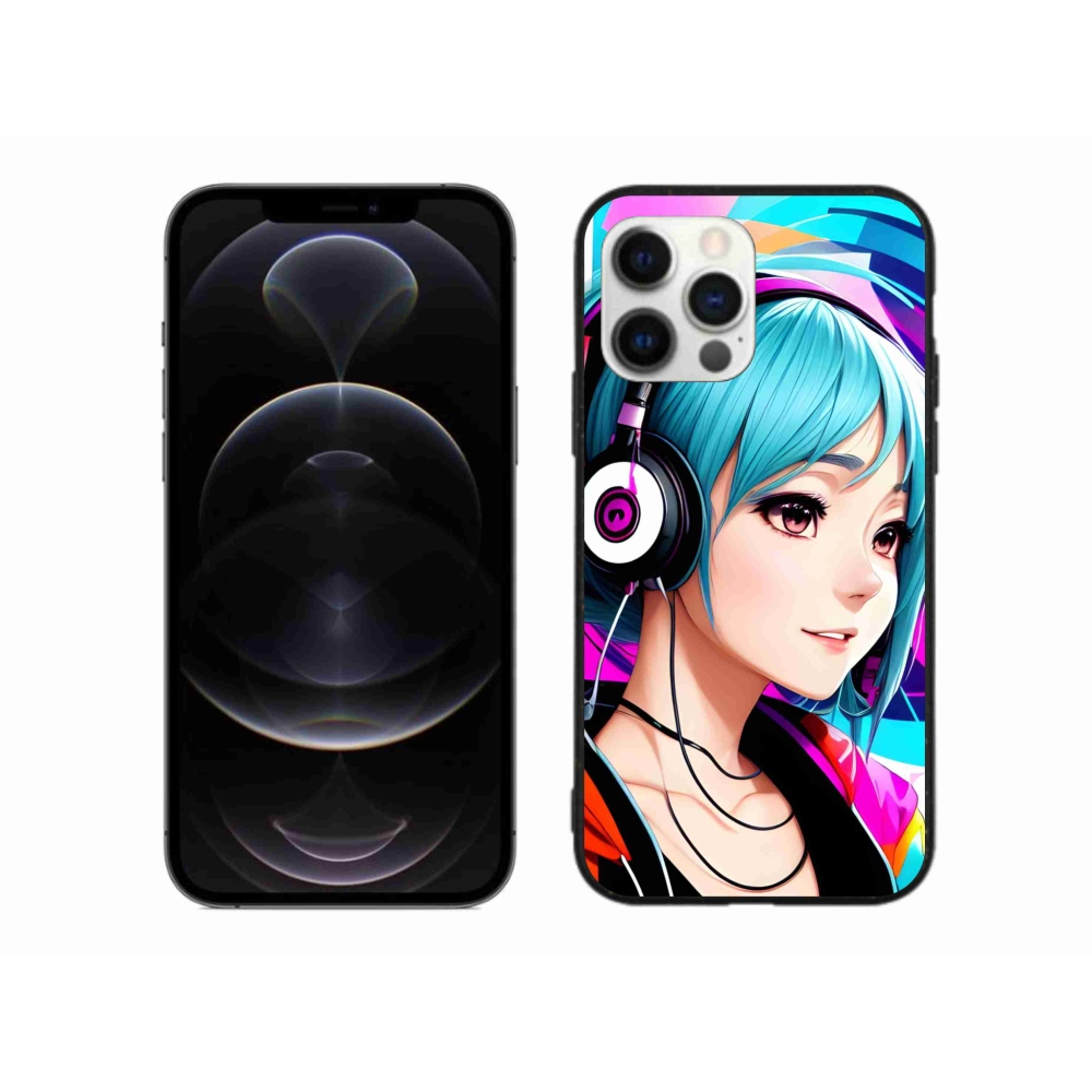 Gél borítás mmCase iPhone 12 Pro Max készülékhez - lány fejhallgatóval