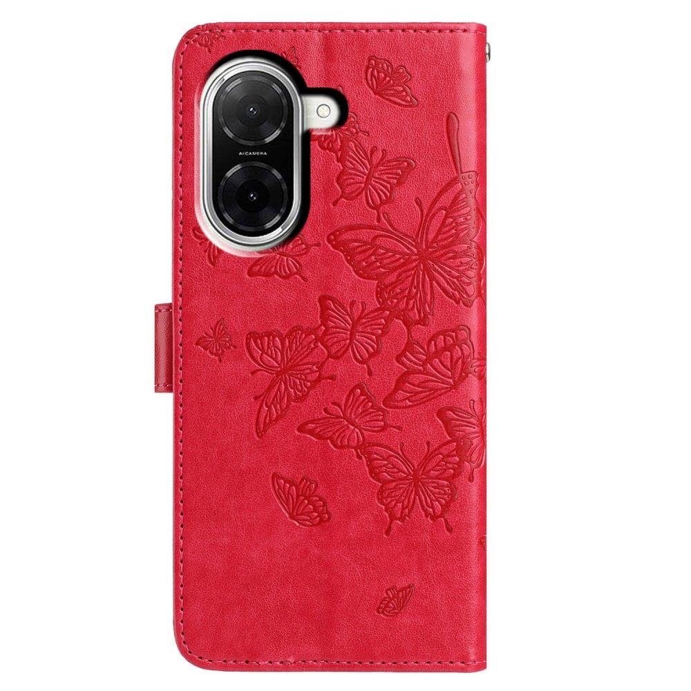 Virágos pillangó könyv tok Xiaomi Redmi A5 (171.7x77.8x8.3mm) - piros