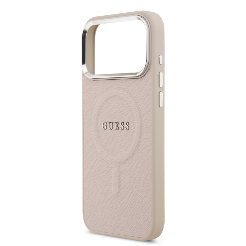 Guess PU Saffiano MagSafe MagSafe hátlap iPhone 17 Pro rózsaszínhez