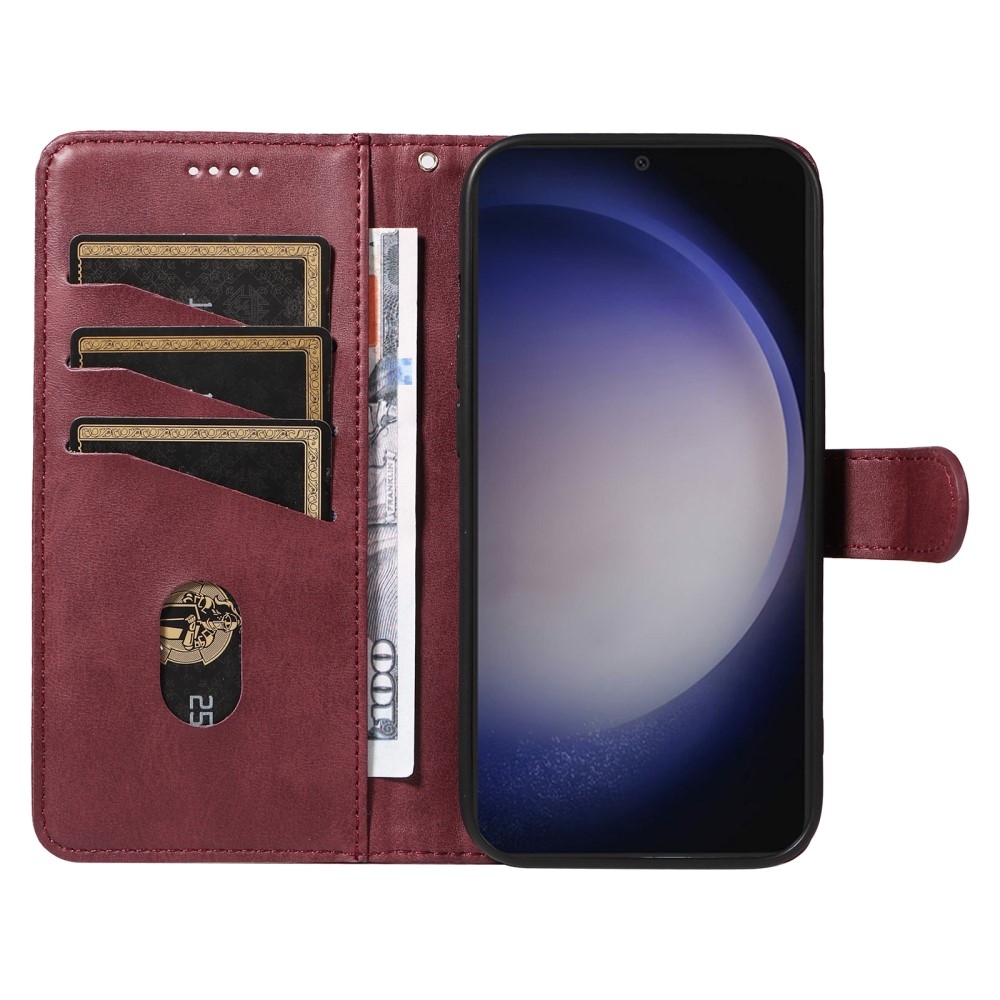Póló alakú könyvtáska Samsung Galaxy S24+/S25+ készülékhez - bordó színű
