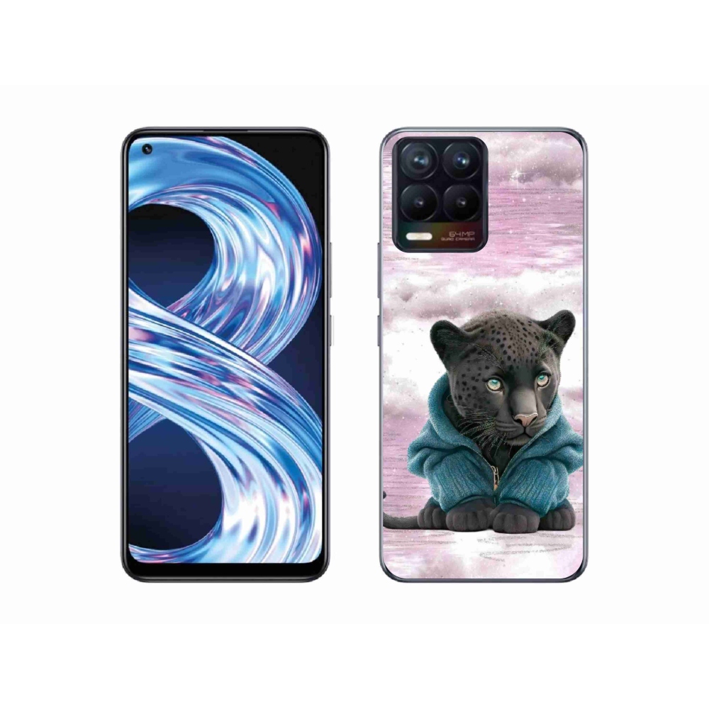 Gél borítás mmCase a Realme 8 Pro-hoz - fekete párduc pulóverben