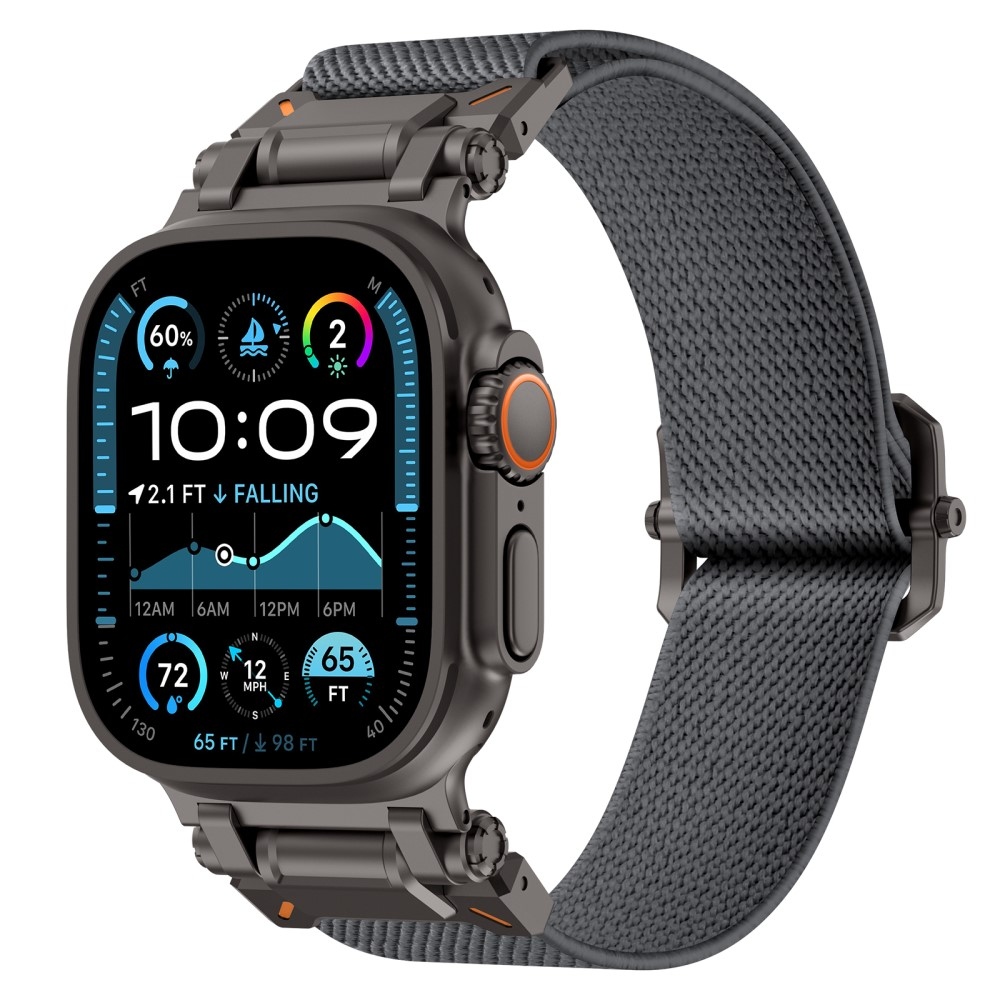 Fém nejlon szíj Apple Watch Ultra/Ultra 2 49mm/SE/SE 2022/2023 44mm/10 46mm/9/8/7 45mm/6/5/4 44mm/3/2/1 42 mm - szürke