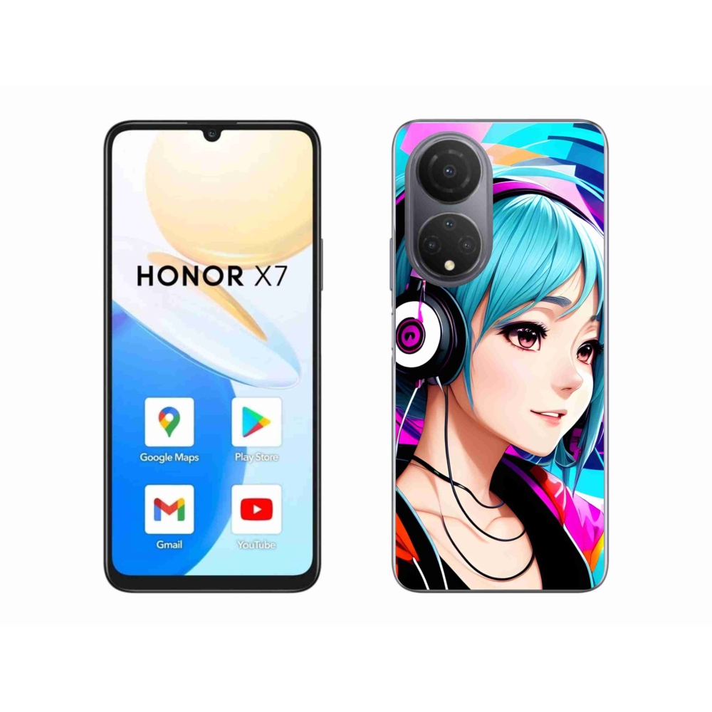 Gél borító mmCase a Honor X7-hez - lány fejhallgatóval