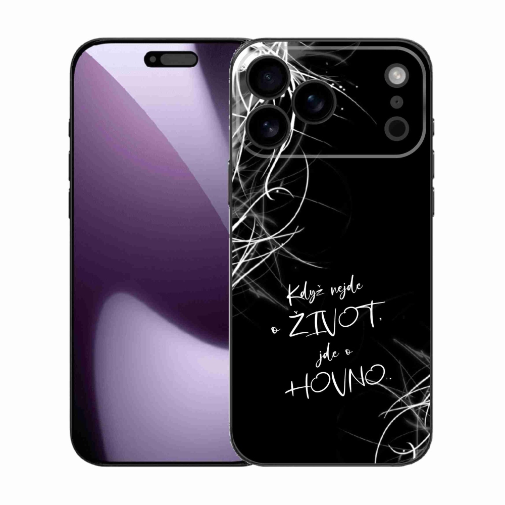 Gél borítás mmCase iPhone 17 Pro Max készülékhez - vicces szöveg 16 fekete háttér