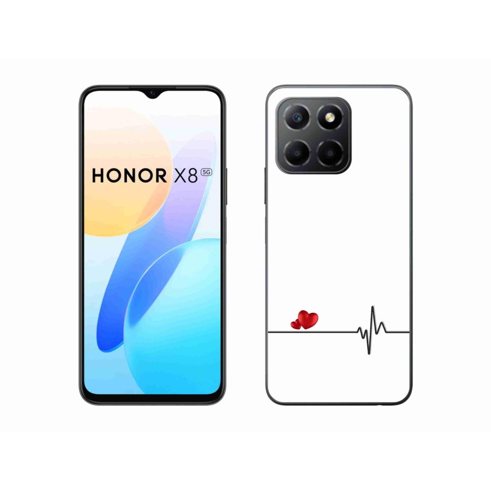Gél borító mmCase a Honor X8 5G/Honor 70 Lite 5G készülékhez - szív és szívverés fehér háttérrel