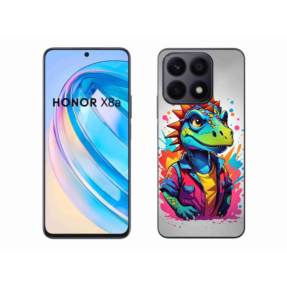 Zselés borítás mmCase a Honor X8a számára - színes dinoszaurusz