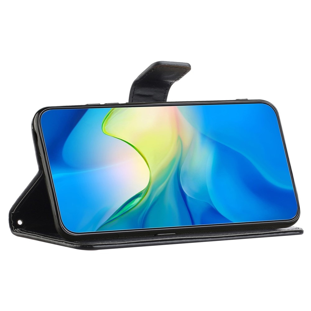 Virágos könyv tok Samsung Galaxy A15 4G/5G készülékhez - fekete