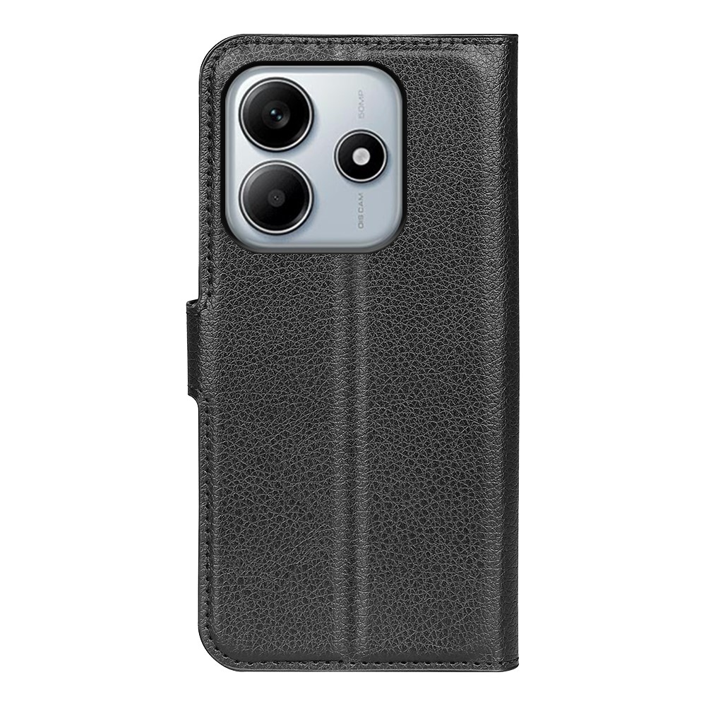 Litchi könyv tok Xiaomi Redmi Note 14 5G-hez - fekete
