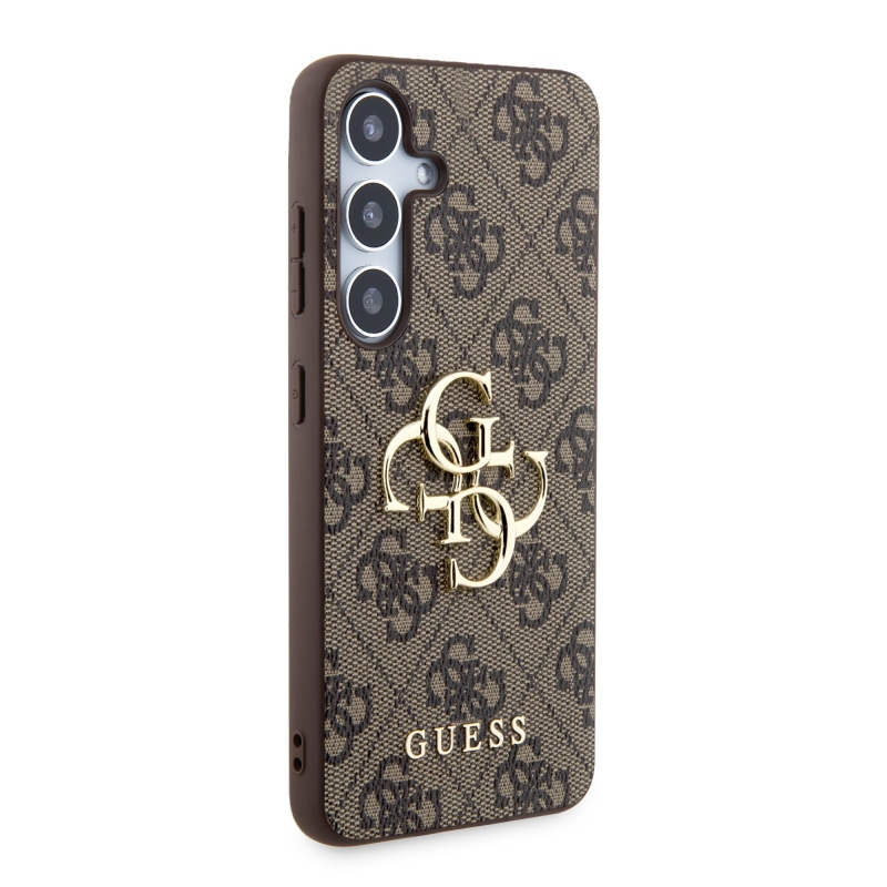 Guess PU 4G fém logó hátlap Samsung Galaxy S24 barna