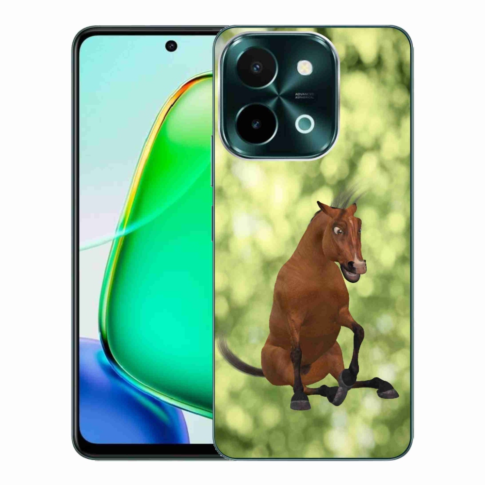 Zselés tok mmCase a Vivo Y28-hoz - barna rajzfilm ló 1