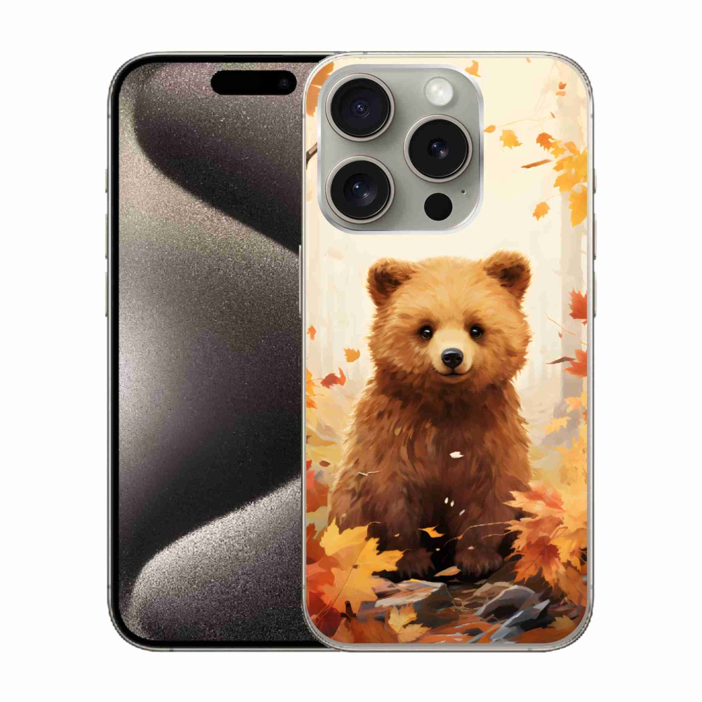 Zselés borítás mmCase iPhone 15 Pro készülékhez - medve az erdőben