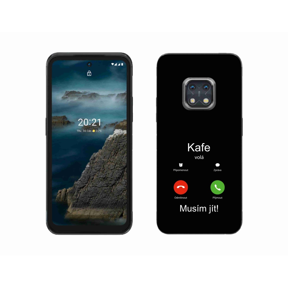 Zselés borítás mmCase a Nokia XR20 készülékhez - fekete háttérrel, kávé hívószámmal
