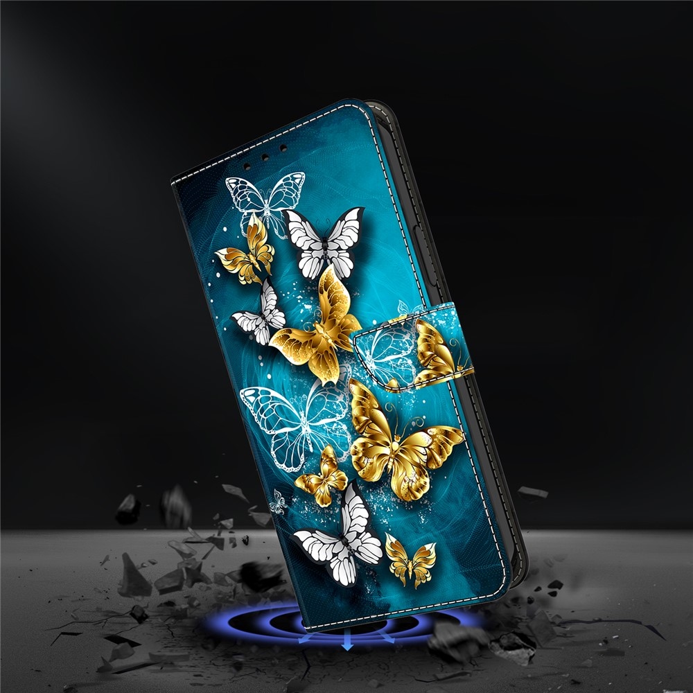 Firmly book tok Samsung Galaxy A17 5G/A26 5G - arany és fehér lepkék