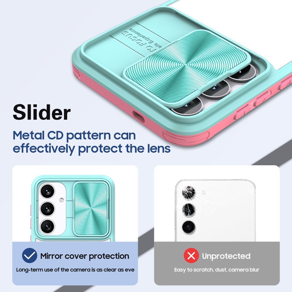 Tartós hátlapi borítás kamerafedéllel Samsung Galaxy S25+ készülékhez - teal/pink