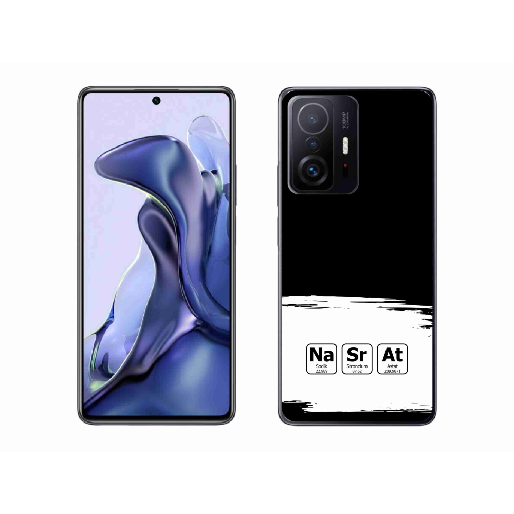 Gél borító mmCase a Xiaomi 11T-hez - kémiai elemek fehér és fekete háttérrel