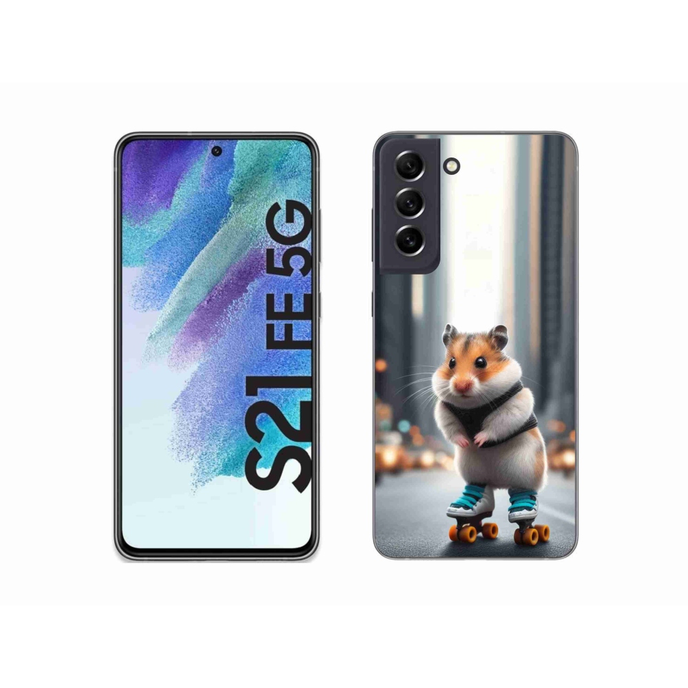 Zselés borítás mmCase Samsung Galaxy S21 FE 5G készülékhez - hörcsög a korcsolyán