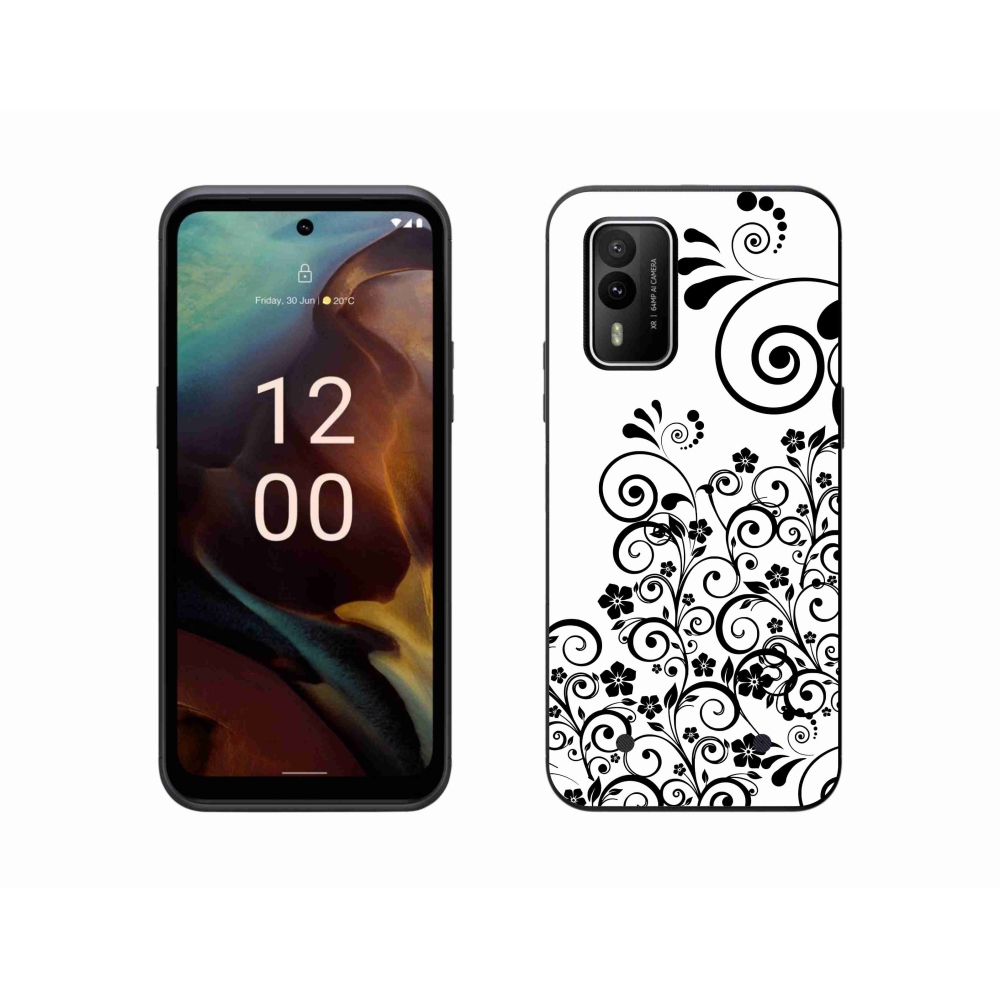 Zselés borítás mmCase a Nokia XR21 készülékhez - fekete és fehér virágminták