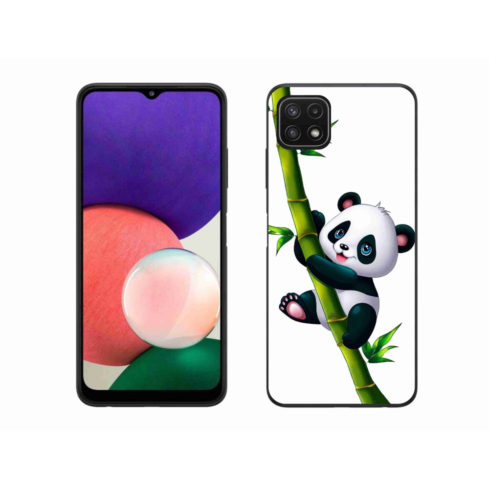 Gél borítás mmCase Samsung Galaxy A22 5G - panda a bambuszon - Samsung Galaxy A22 5G számára