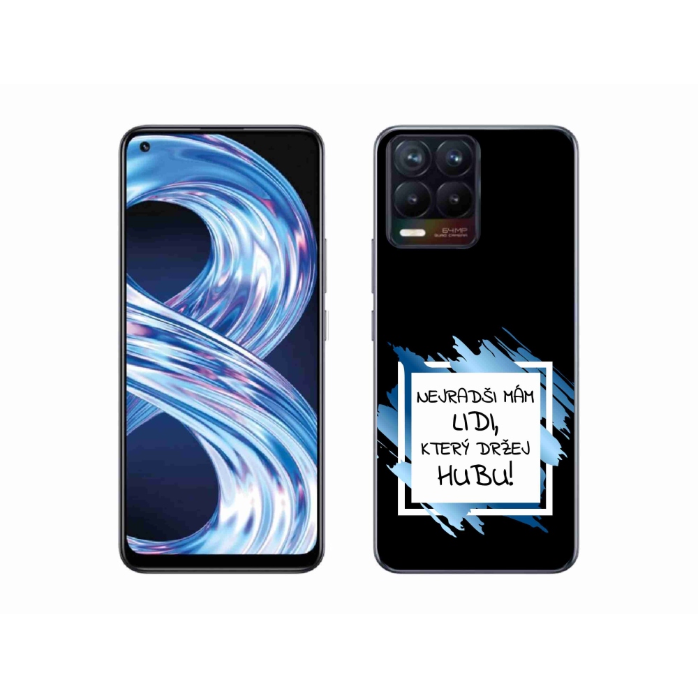 Gél borítás mmCase a Realme 8 4G-n - vicces szöveg 7 fehér és fekete háttérrel