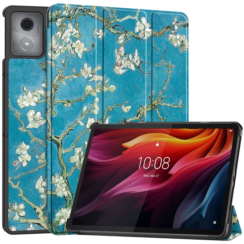Patte intelligens záró tok Lenovo Tab K11 Plushoz - fehér virágok