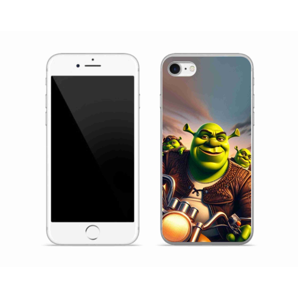 Zselés borítás mmCase iPhone SE (2020) - Shrek egy motorkerékpárral