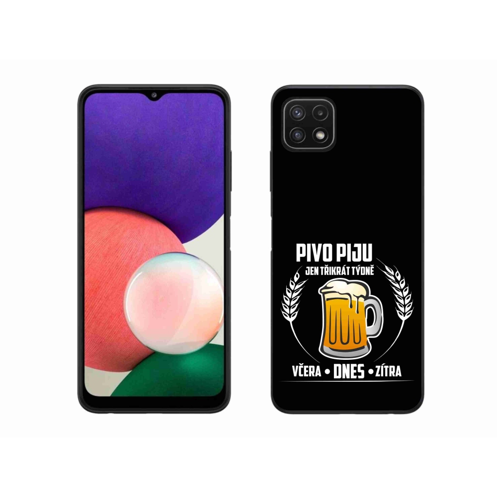 Gél borítás mmCase Samsung Galaxy A22 5G - sör motívum fekete háttérrel