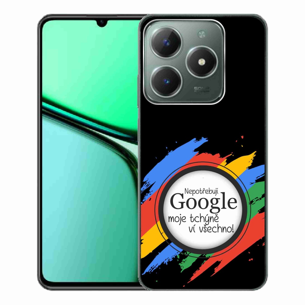 Gél borító mmCase a Realme C61-en - anyós mindent tud fekete háttérrel