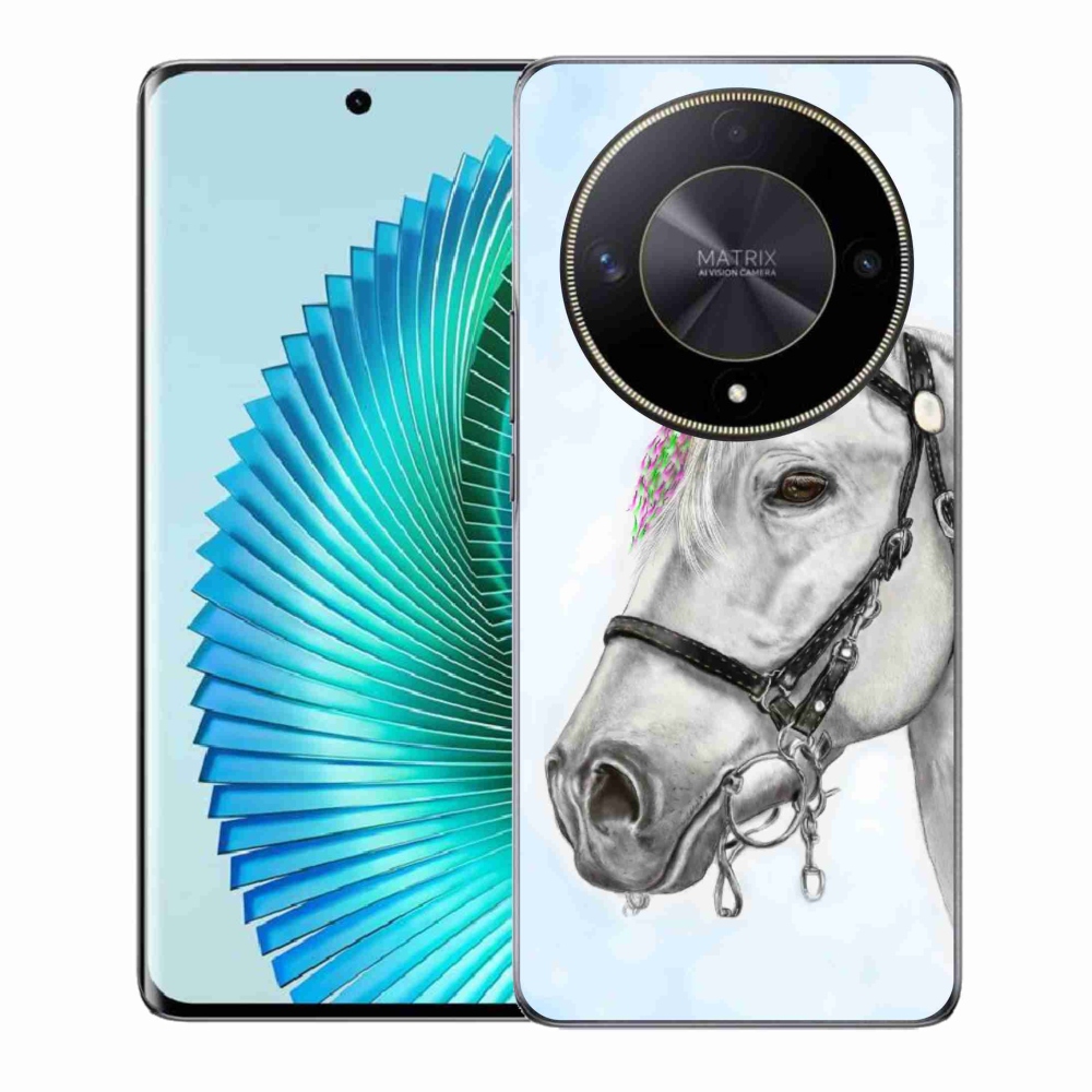 Zselés borítás mmCase a Honor Magic 6 Lite 5G számára - fehér ló 1