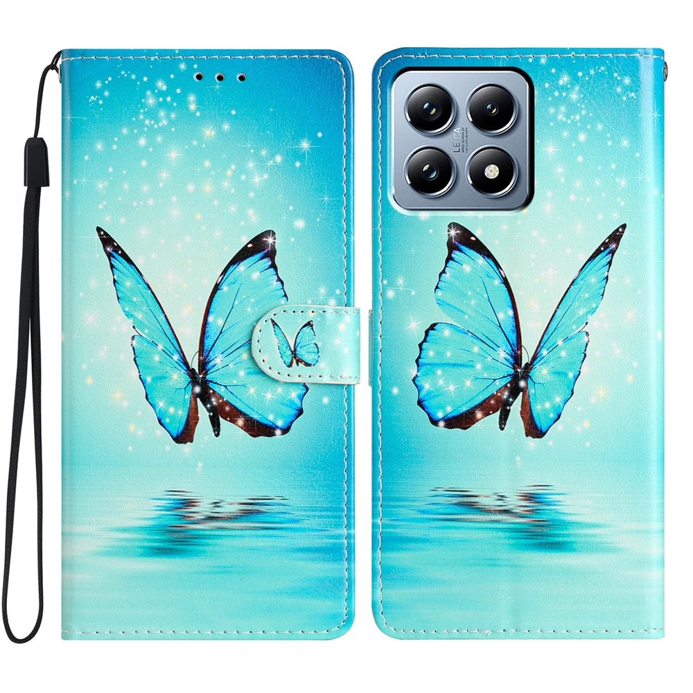 Egyedi könyvtáska Xiaomi 15T Pro - kék pillangóhoz