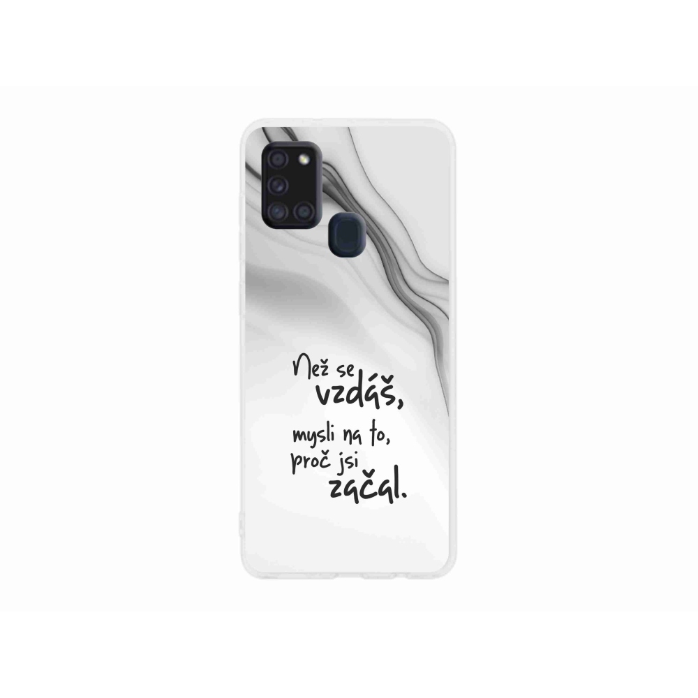 Gél borítás mmCase Samsung Galaxy A21s készülékhez - idézet 2 fehér háttér