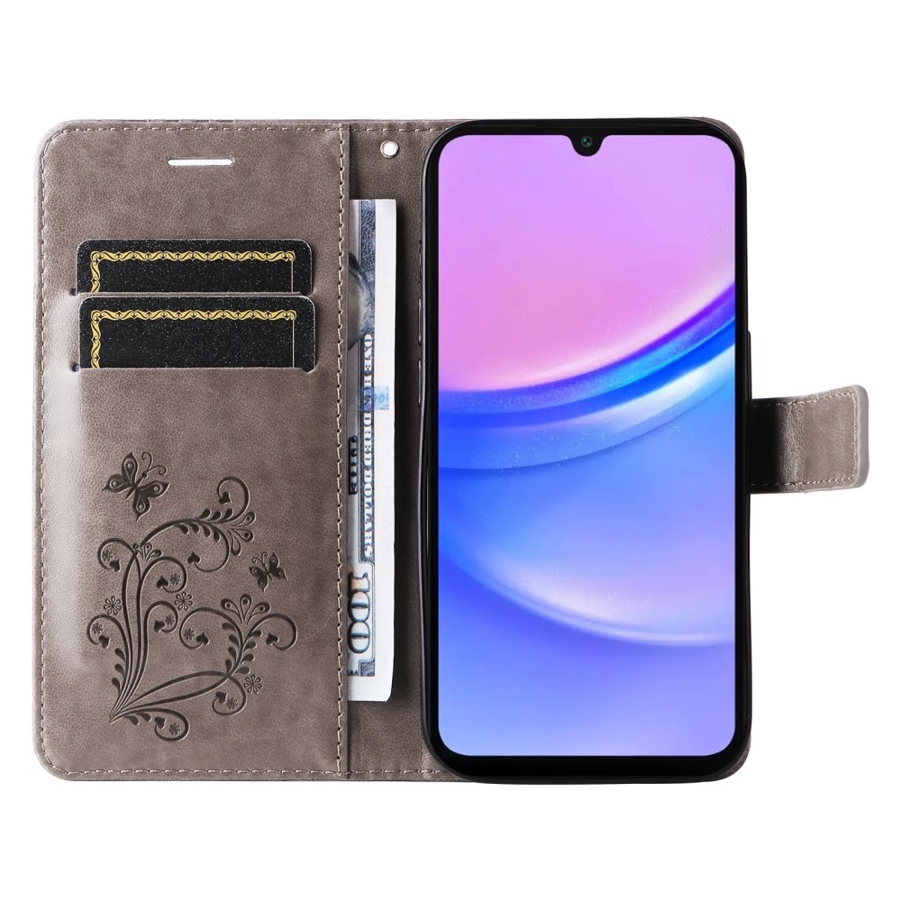 Nagy pillangó könyv tok Samsung Galaxy A16 4G/5G/A26 5G - szürke