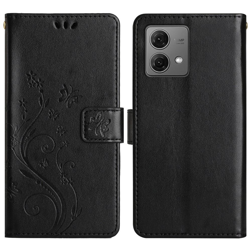 Virágok könyv tok Motorola Moto G85 5G - fekete