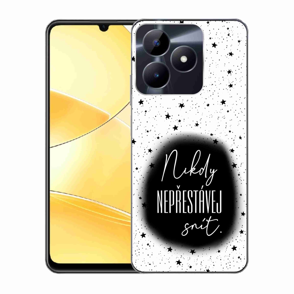 Zselés borító mmCase a Realme C51/C53 készülékhez - idézet 1 fekete és fehér háttérrel