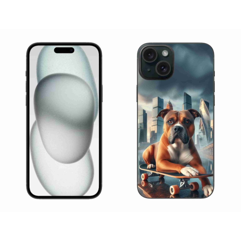 Zselés borítás mmCase iPhone 15 Plus készülékhez - kutya gördeszkán