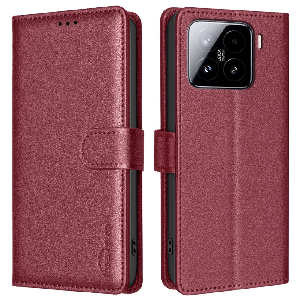 BINFEN könyv tok Xiaomi 15 Pro-hoz - piros